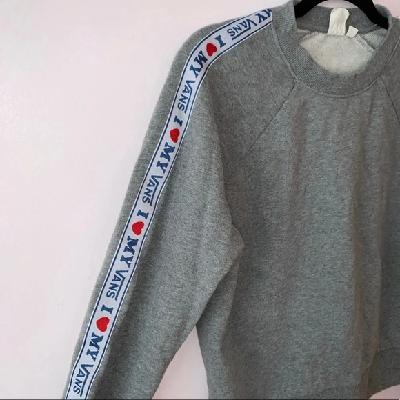 Vans Heather Gray Icon Pullover Cropped Sweatshirt Xsmall Women’s - Picture 3 of 9